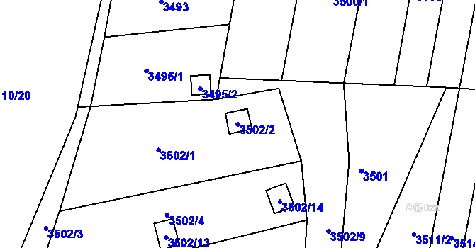 Parcela st. 3502/2 v KÚ Líšeň, Katastrální mapa