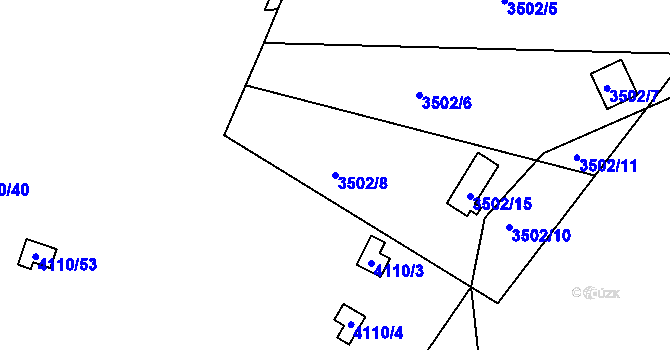 Parcela st. 3502/8 v KÚ Líšeň, Katastrální mapa