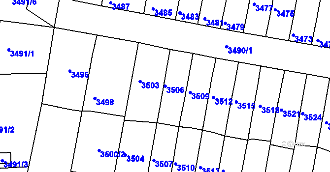 Parcela st. 3506 v KÚ Líšeň, Katastrální mapa
