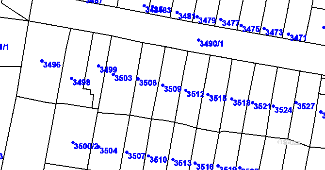 Parcela st. 3509 v KÚ Líšeň, Katastrální mapa