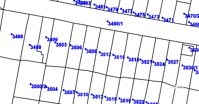 Parcela st. 3512 v KÚ Líšeň, Katastrální mapa