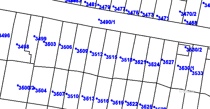 Parcela st. 3515 v KÚ Líšeň, Katastrální mapa