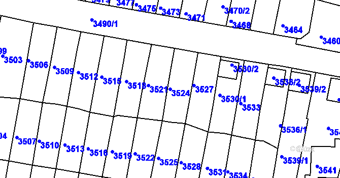 Parcela st. 3524 v KÚ Líšeň, Katastrální mapa