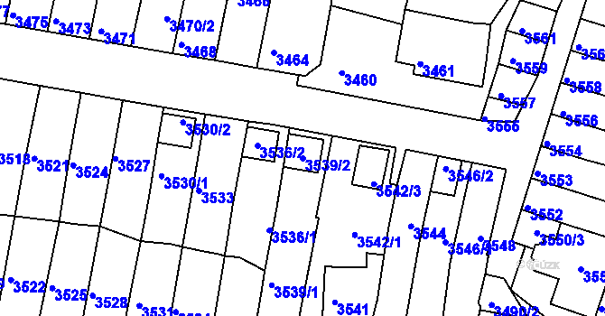 Parcela st. 3539/2 v KÚ Líšeň, Katastrální mapa