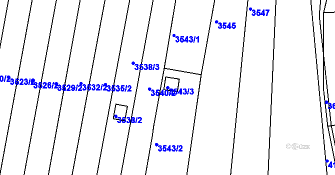 Parcela st. 3543/3 v KÚ Líšeň, Katastrální mapa