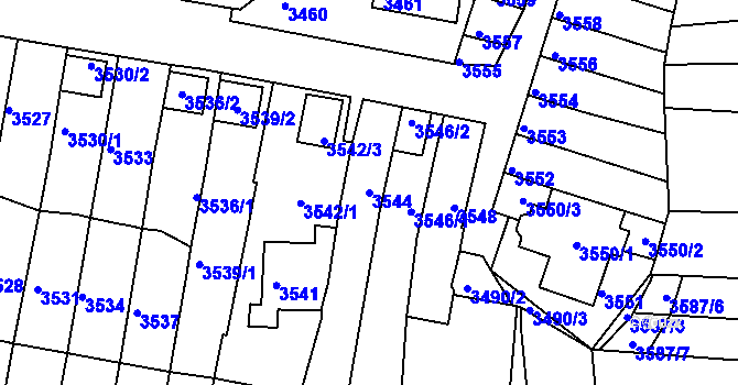 Parcela st. 3544 v KÚ Líšeň, Katastrální mapa