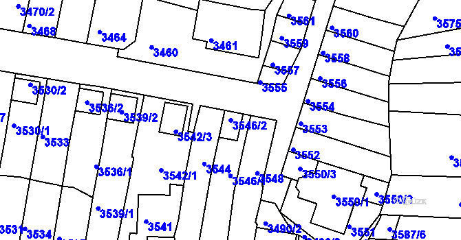 Parcela st. 3546/2 v KÚ Líšeň, Katastrální mapa