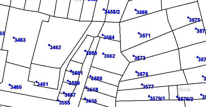 Parcela st. 3562 v KÚ Líšeň, Katastrální mapa