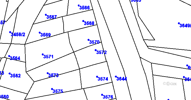 Parcela st. 3572 v KÚ Líšeň, Katastrální mapa