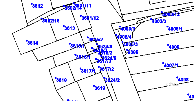 Parcela st. 3616/2 v KÚ Líšeň, Katastrální mapa