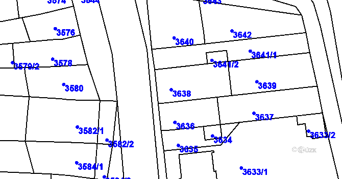 Parcela st. 3638 v KÚ Líšeň, Katastrální mapa