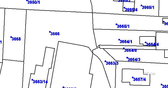 Parcela st. 3663/11 v KÚ Líšeň, Katastrální mapa