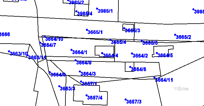 Parcela st. 3664/4 v KÚ Líšeň, Katastrální mapa