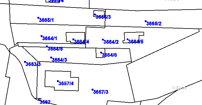 Parcela st. 3664/6 v KÚ Líšeň, Katastrální mapa