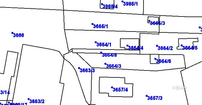 Parcela st. 3664/8 v KÚ Líšeň, Katastrální mapa