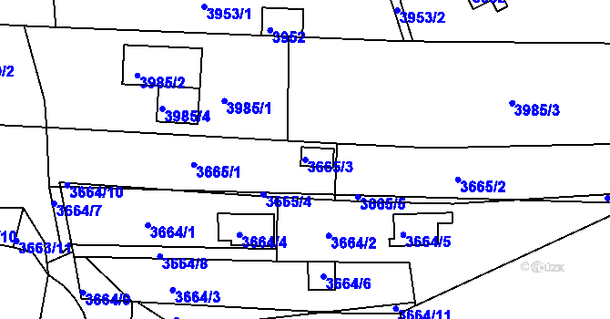 Parcela st. 3665/3 v KÚ Líšeň, Katastrální mapa