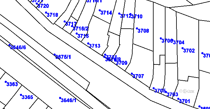 Parcela st. 3711 v KÚ Líšeň, Katastrální mapa