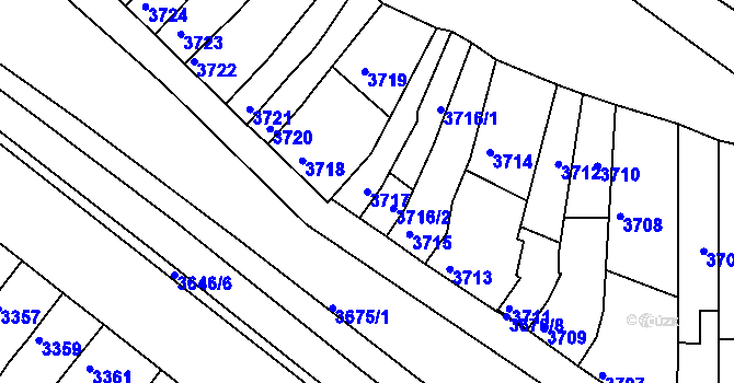 Parcela st. 3717 v KÚ Líšeň, Katastrální mapa