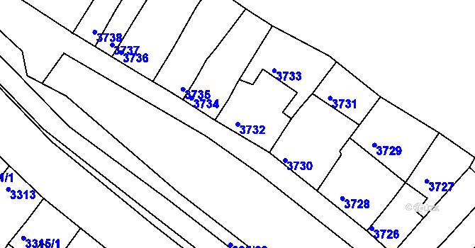 Parcela st. 3732 v KÚ Líšeň, Katastrální mapa