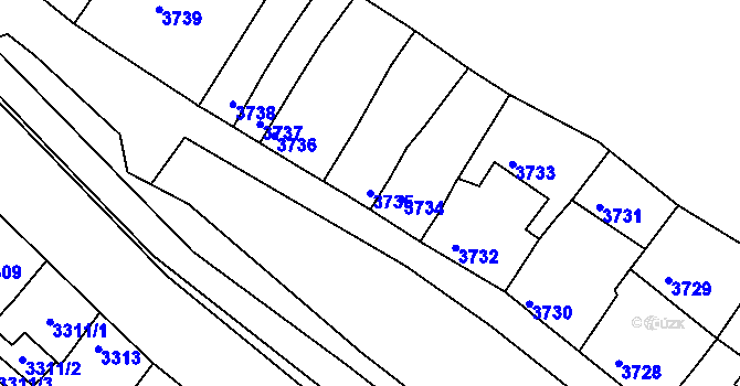 Parcela st. 3735 v KÚ Líšeň, Katastrální mapa