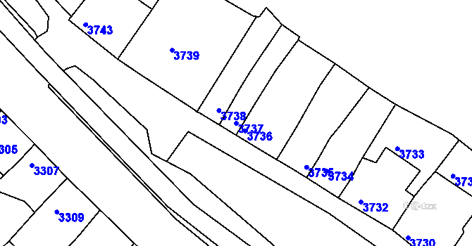 Parcela st. 3737 v KÚ Líšeň, Katastrální mapa