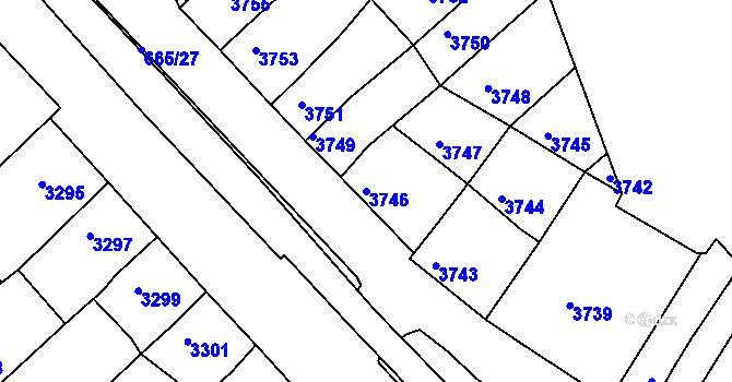 Parcela st. 3746 v KÚ Líšeň, Katastrální mapa