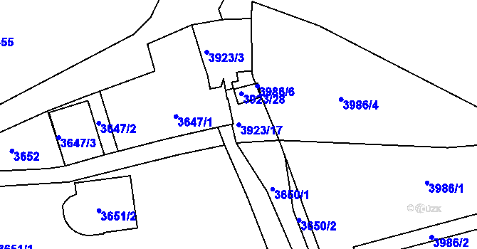 Parcela st. 3923/17 v KÚ Líšeň, Katastrální mapa