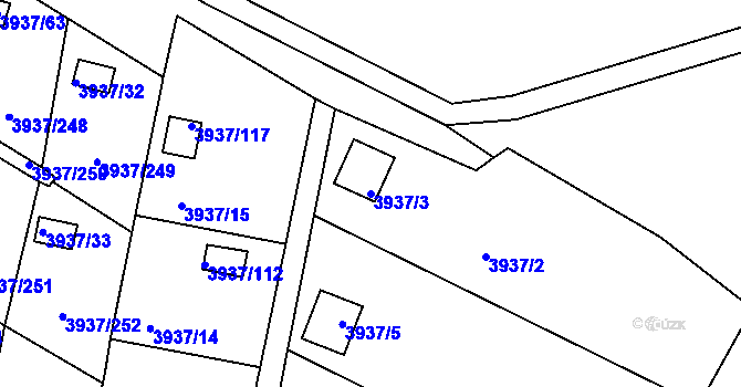 Parcela st. 3937/3 v KÚ Líšeň, Katastrální mapa
