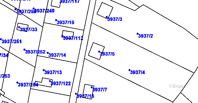 Parcela st. 3937/5 v KÚ Líšeň, Katastrální mapa