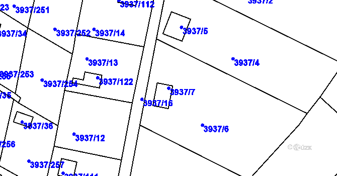 Parcela st. 3937/7 v KÚ Líšeň, Katastrální mapa