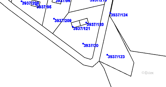 Parcela st. 3937/20 v KÚ Líšeň, Katastrální mapa