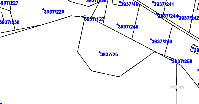 Parcela st. 3937/25 v KÚ Líšeň, Katastrální mapa