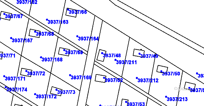 Parcela st. 3937/48 v KÚ Líšeň, Katastrální mapa