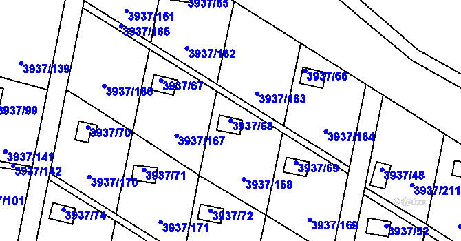 Parcela st. 3937/68 v KÚ Líšeň, Katastrální mapa