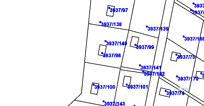 Parcela st. 3937/98 v KÚ Líšeň, Katastrální mapa