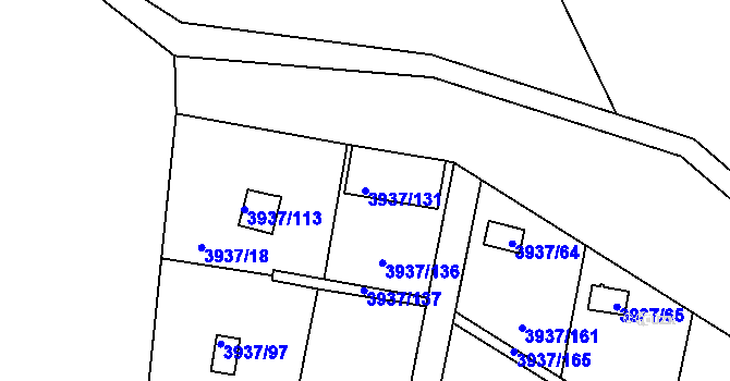 Parcela st. 3937/131 v KÚ Líšeň, Katastrální mapa