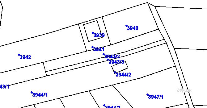 Parcela st. 3943/2 v KÚ Líšeň, Katastrální mapa