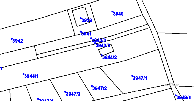 Parcela st. 3944/2 v KÚ Líšeň, Katastrální mapa