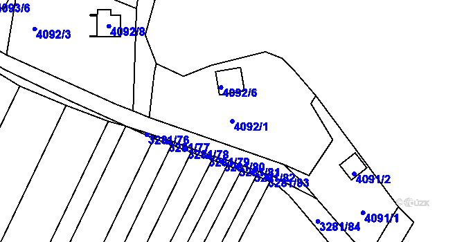 Parcela st. 4092/1 v KÚ Líšeň, Katastrální mapa