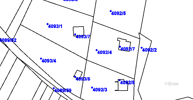 Parcela st. 4092/4 v KÚ Líšeň, Katastrální mapa