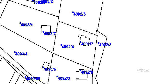 Parcela st. 4092/7 v KÚ Líšeň, Katastrální mapa
