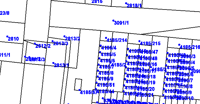 Parcela st. 4185/5 v KÚ Líšeň, Katastrální mapa