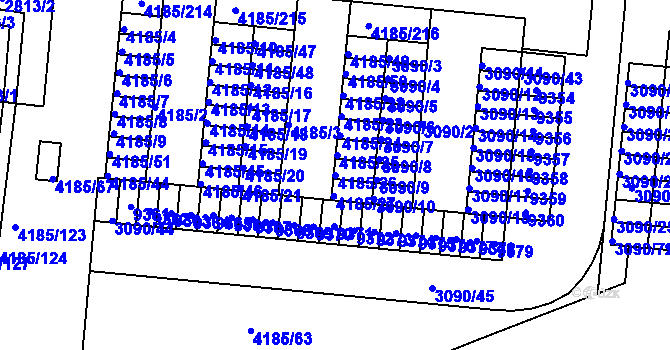 Parcela st. 4185/26 v KÚ Líšeň, Katastrální mapa