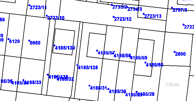Parcela st. 4185/57 v KÚ Líšeň, Katastrální mapa