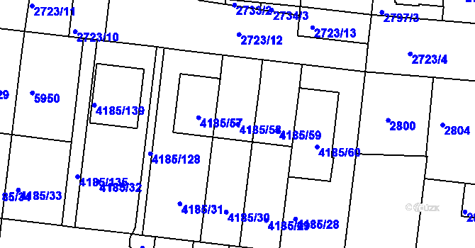 Parcela st. 4185/58 v KÚ Líšeň, Katastrální mapa