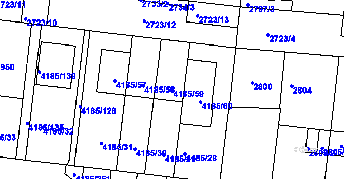 Parcela st. 4185/59 v KÚ Líšeň, Katastrální mapa