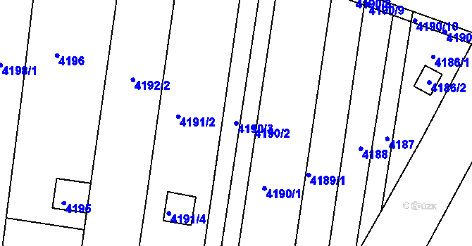 Parcela st. 4190/3 v KÚ Líšeň, Katastrální mapa