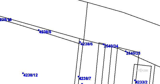 Parcela st. 4238/6 v KÚ Líšeň, Katastrální mapa