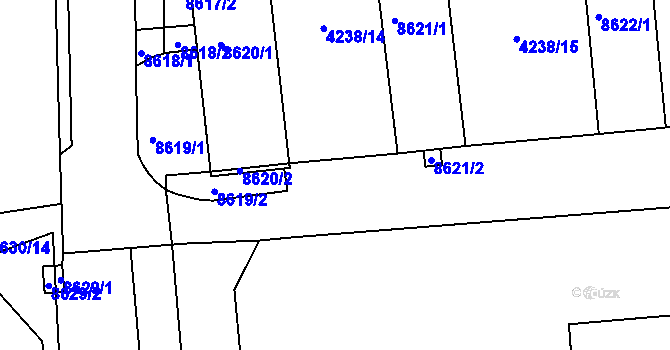 Parcela st. 4238/9 v KÚ Líšeň, Katastrální mapa