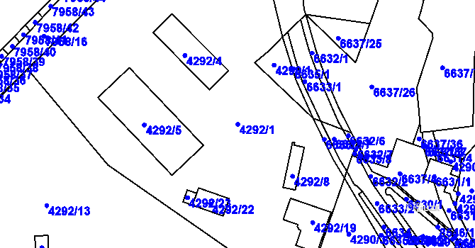 Parcela st. 4292/1 v KÚ Líšeň, Katastrální mapa